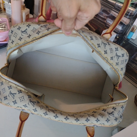 SOLD 💔 Louis Vuitton Mini Lin Marie Navy Monogram Speedy Deauville Boston Bag - Picture 13 of 15